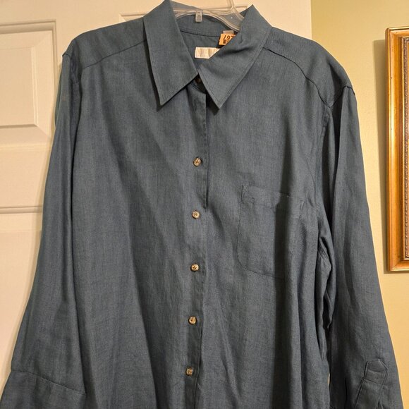 Elisabeth Linen tunic - 20 W  Green - Picture 1 of 1